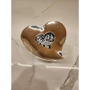 Swarovski Silver-Plated Trinket Heart Jewelry Box W/Loose Clear Crystals In Lid